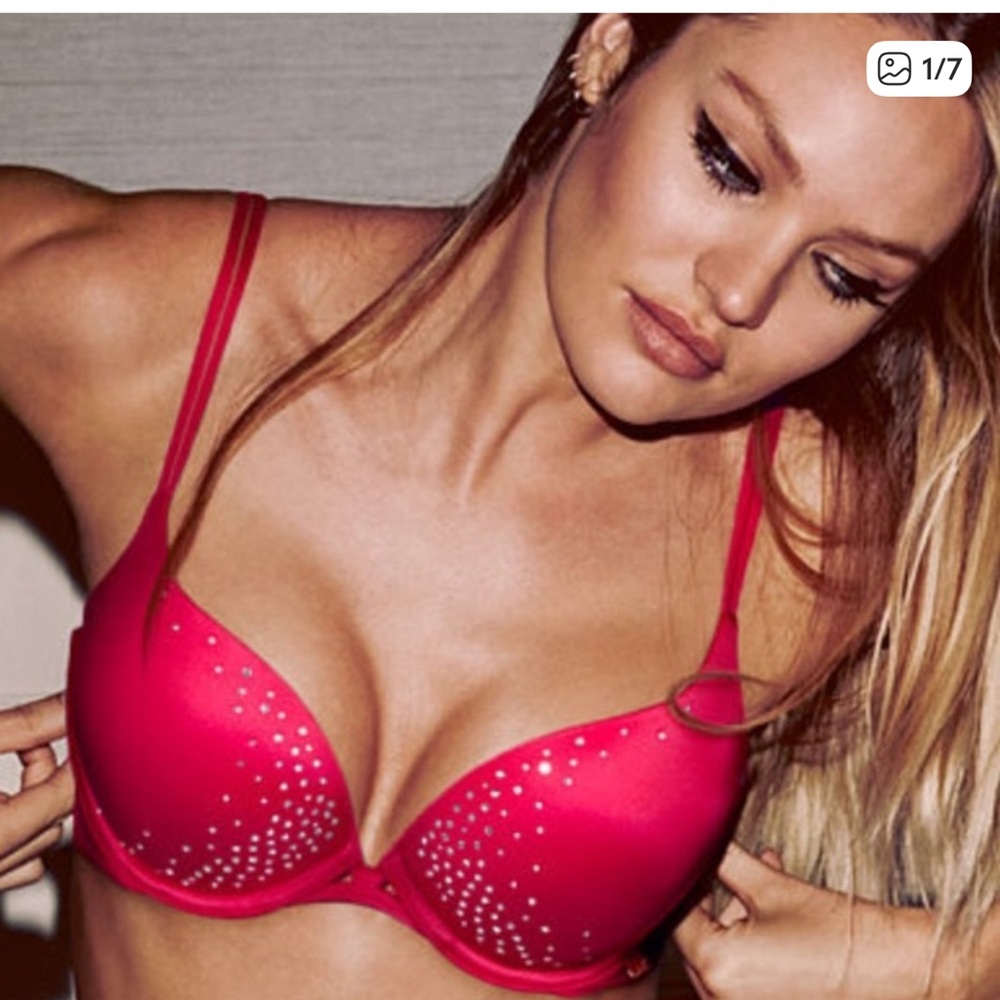 Victoria’s Secret Red Rhinestone Bra Size 34D